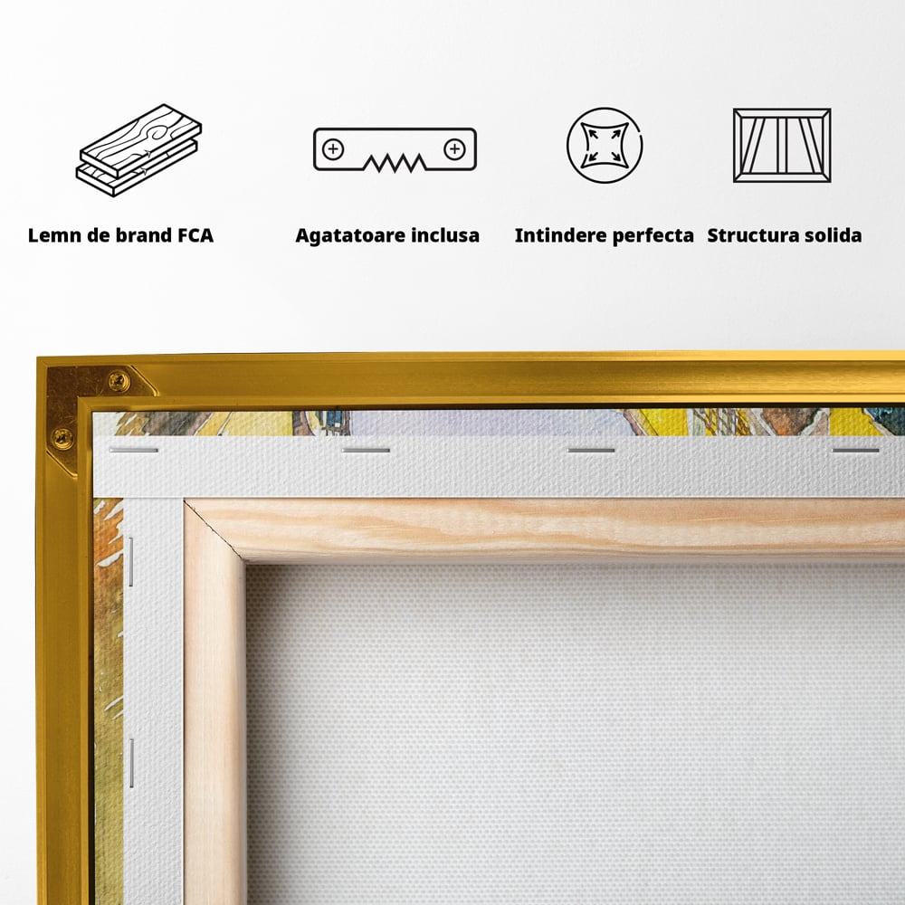 Tablou Canvas Premium LuxCanva® C1007, Terase , Living, Hol, Strada, Vacanta, Centrul Vechi, Vara, Relaxare, Culori Vibrante
