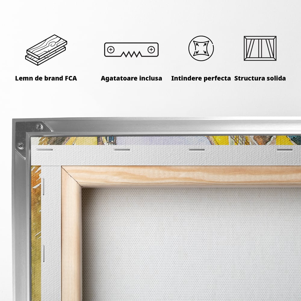 Tablou Canvas Premium LuxCanva® C1007, Terase , Living, Hol, Strada, Vacanta, Centrul Vechi, Vara, Relaxare, Culori Vibrante