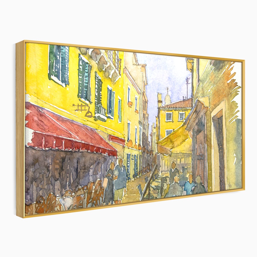 Tablou Canvas Premium LuxCanva® C1007, Terase , Living, Hol, Strada, Vacanta, Centrul Vechi, Vara, Relaxare, Culori Vibrante