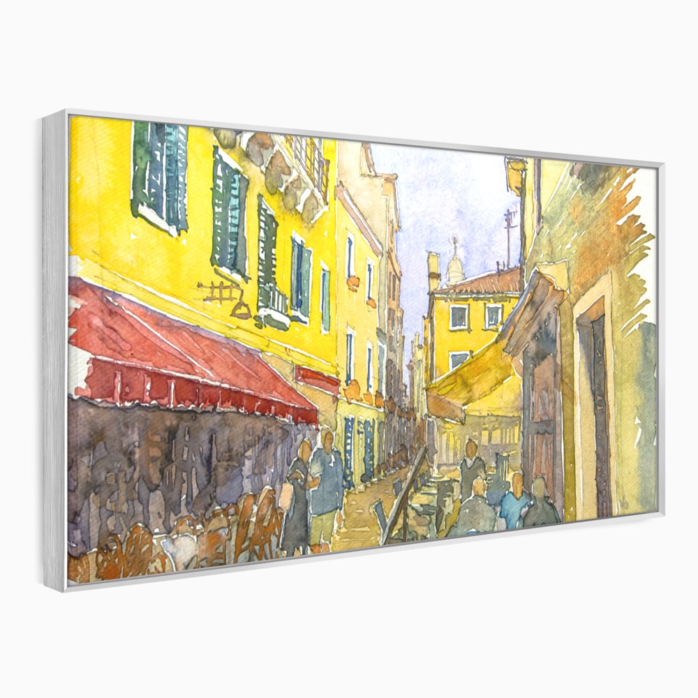 Tablou Canvas Premium LuxCanva® C1007, Terase , Living, Hol, Strada, Vacanta, Centrul Vechi, Vara, Relaxare, Culori Vibrante