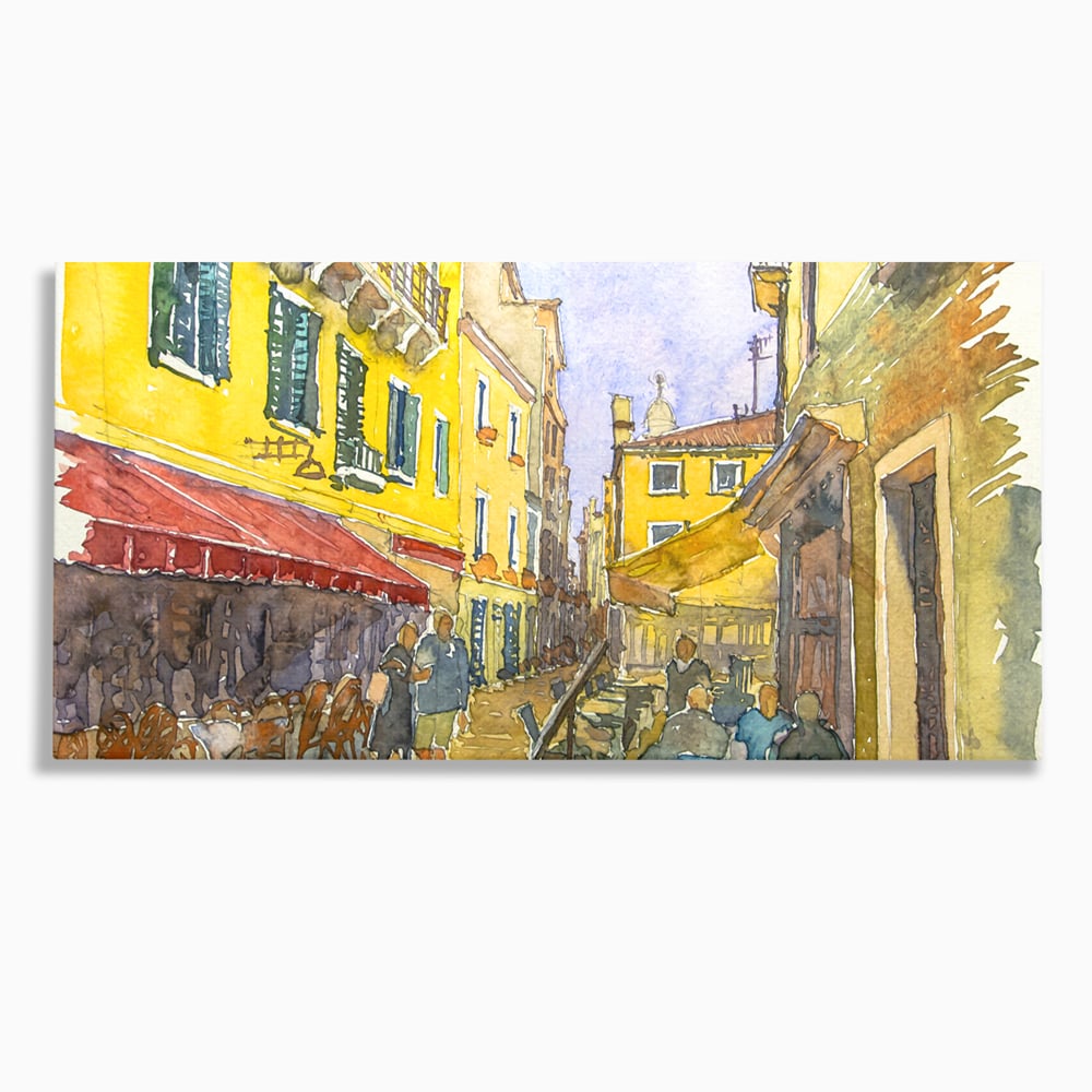 Tablou Canvas Premium LuxCanva® C1007, Terase , Living, Hol, Strada, Vacanta, Centrul Vechi, Vara, Relaxare, Culori Vibrante