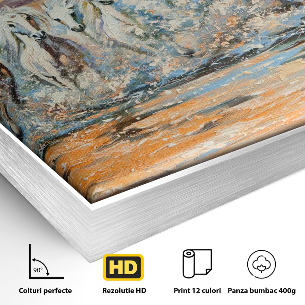 Tablou Canvas Premium LuxCanva® C1009, Cai Iesind Din Mare , Living, Dormitor, Birou, Relaxare, Culori Vibrante