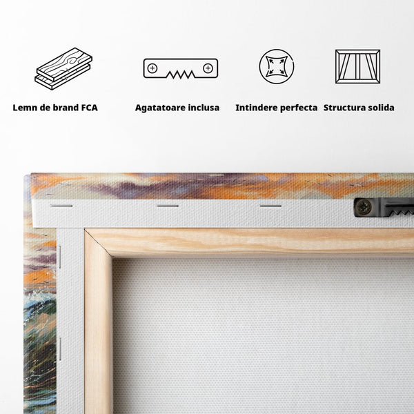 Tablou Canvas Premium LuxCanva® C1009, Cai Iesind Din Mare , Living, Dormitor, Birou, Relaxare, Culori Vibrante