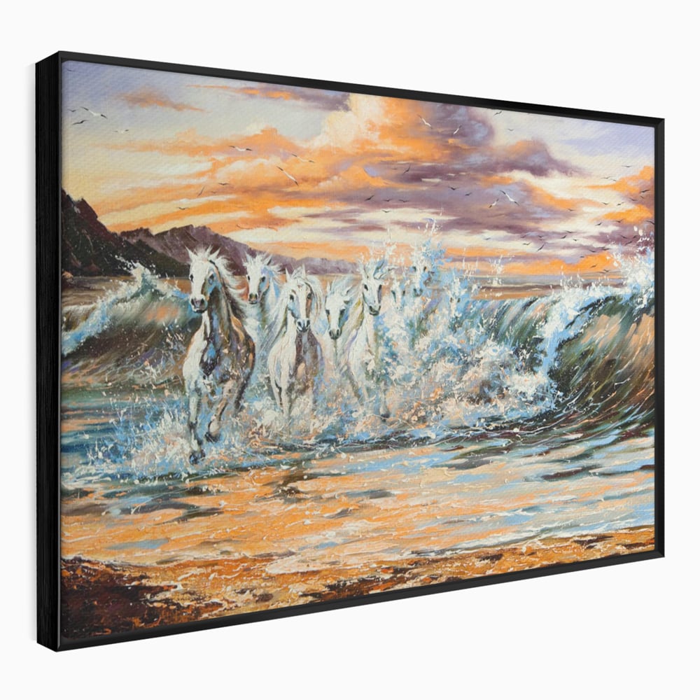 Tablou Canvas Premium LuxCanva® C1009, Cai Iesind Din Mare , Living, Dormitor, Birou, Relaxare, Culori Vibrante