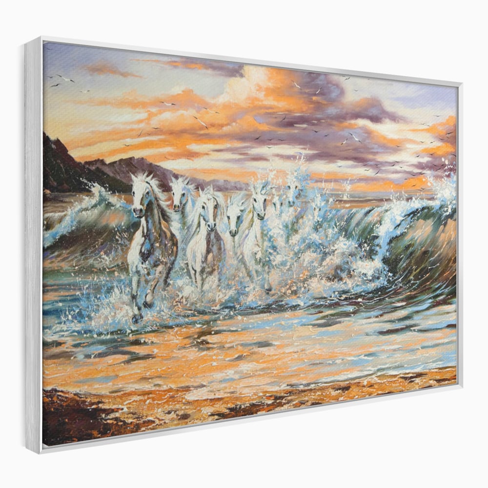 Tablou Canvas Premium LuxCanva® C1009, Cai Iesind Din Mare , Living, Dormitor, Birou, Relaxare, Culori Vibrante