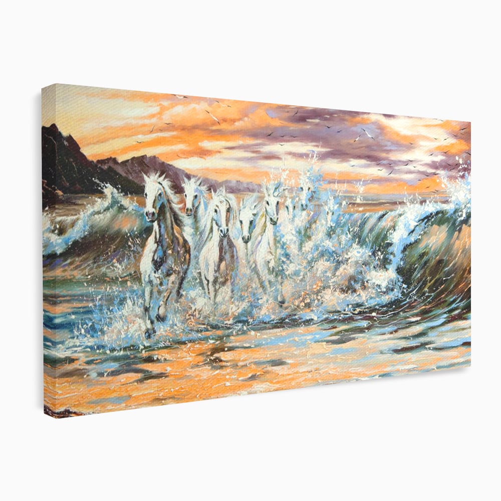 Tablou Canvas Premium LuxCanva® C1009, Cai Iesind Din Mare , Living, Dormitor, Birou, Relaxare, Culori Vibrante