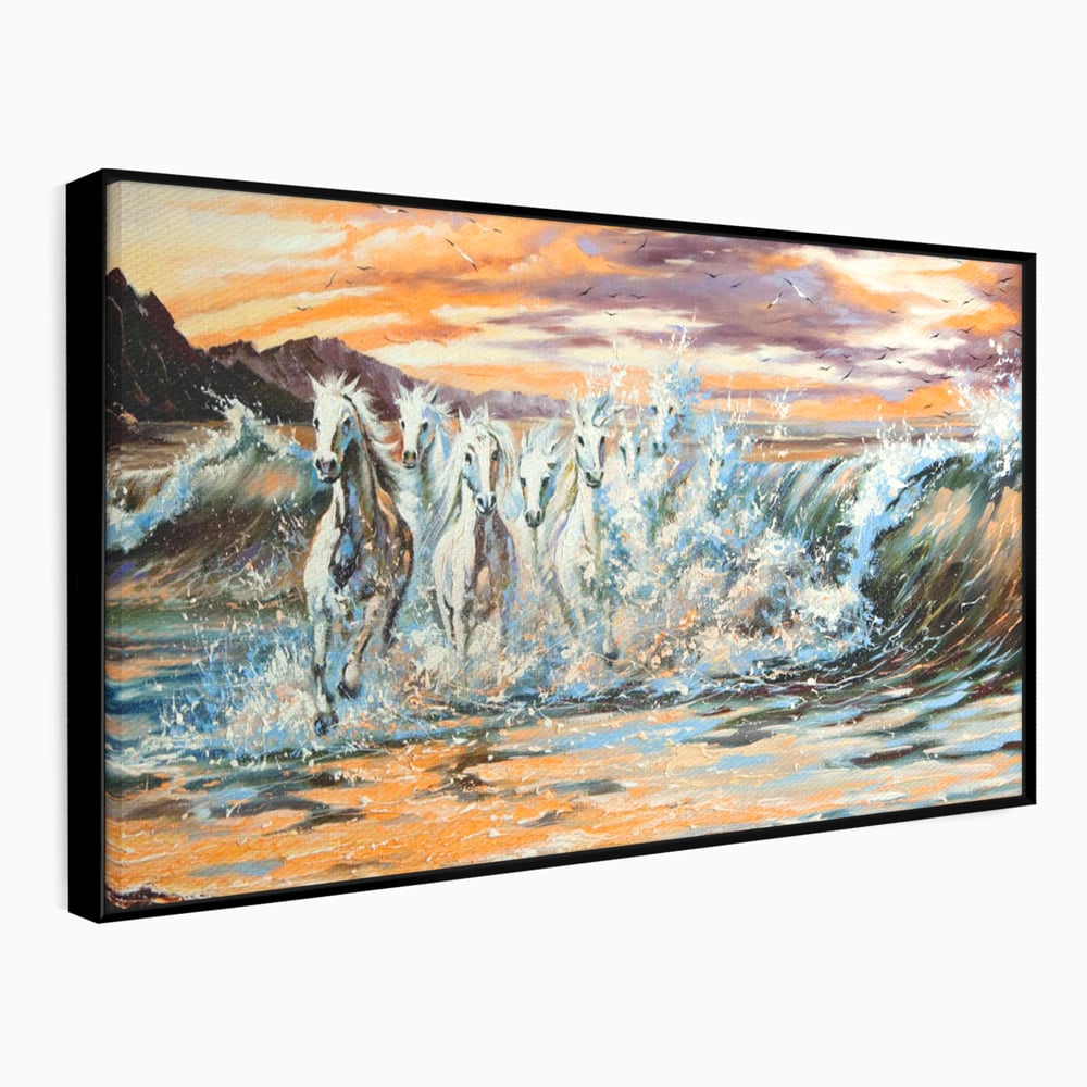Tablou Canvas Premium LuxCanva® C1009, Cai Iesind Din Mare , Living, Dormitor, Birou, Relaxare, Culori Vibrante