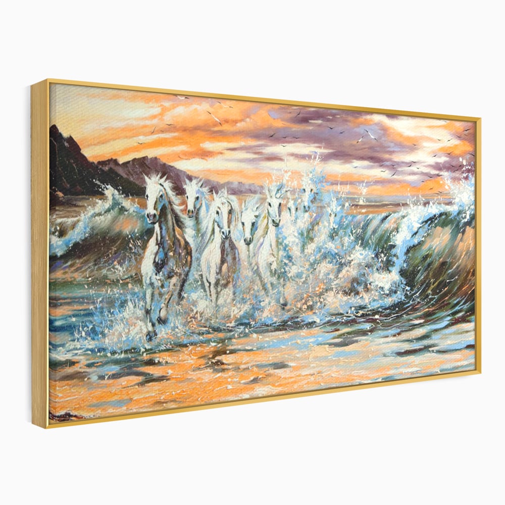 Tablou Canvas Premium LuxCanva® C1009, Cai Iesind Din Mare , Living, Dormitor, Birou, Relaxare, Culori Vibrante
