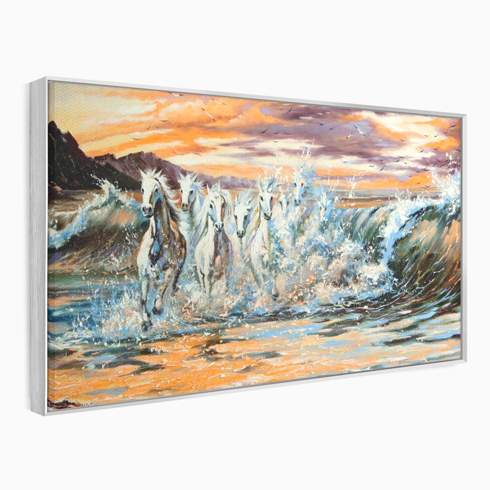 Tablou Canvas Premium LuxCanva® C1009, Cai Iesind Din Mare , Living, Dormitor, Birou, Relaxare, Culori Vibrante