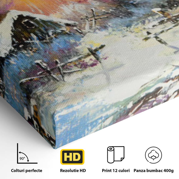 Tablou Canvas Premium LuxCanva® C1010, Peisaj De Iarna ,  Living, Dormitor, Birou, Relaxare, Culori Vibrante
