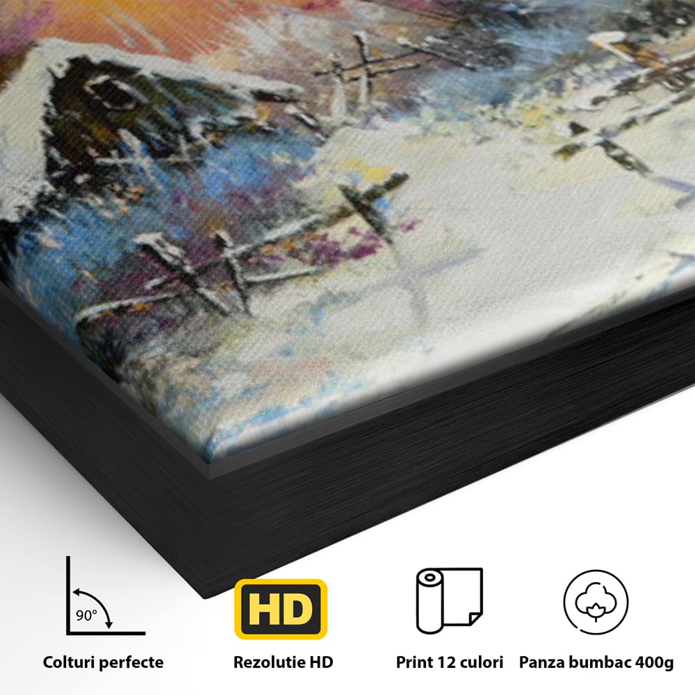 Tablou Canvas Premium LuxCanva® C1010, Peisaj De Iarna ,  Living, Dormitor, Birou, Relaxare, Culori Vibrante