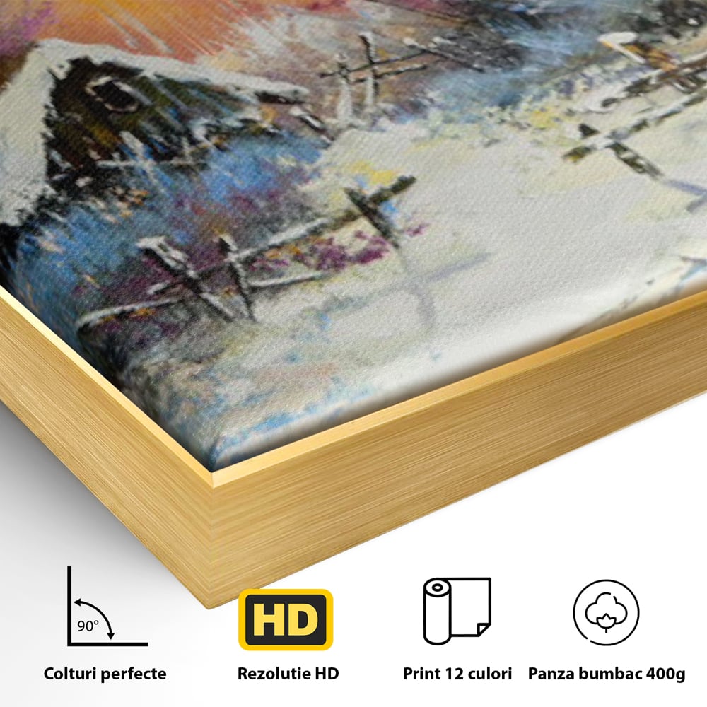 Tablou Canvas Premium LuxCanva® C1010, Peisaj De Iarna ,  Living, Dormitor, Birou, Relaxare, Culori Vibrante