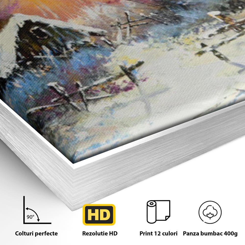 Tablou Canvas Premium LuxCanva® C1010, Peisaj De Iarna ,  Living, Dormitor, Birou, Relaxare, Culori Vibrante