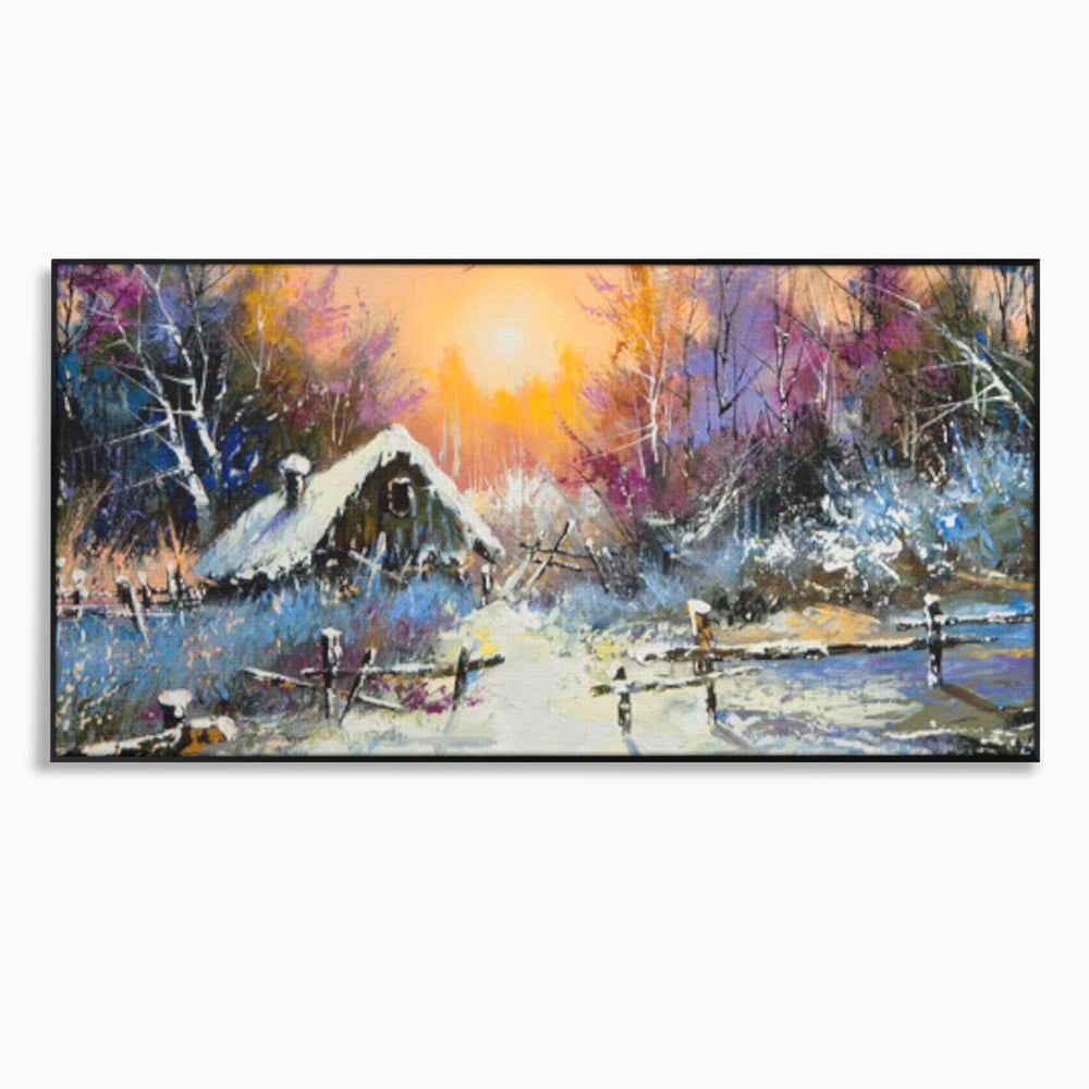 Tablou Canvas Premium LuxCanva® C1010, Peisaj De Iarna ,  Living, Dormitor, Birou, Relaxare, Culori Vibrante