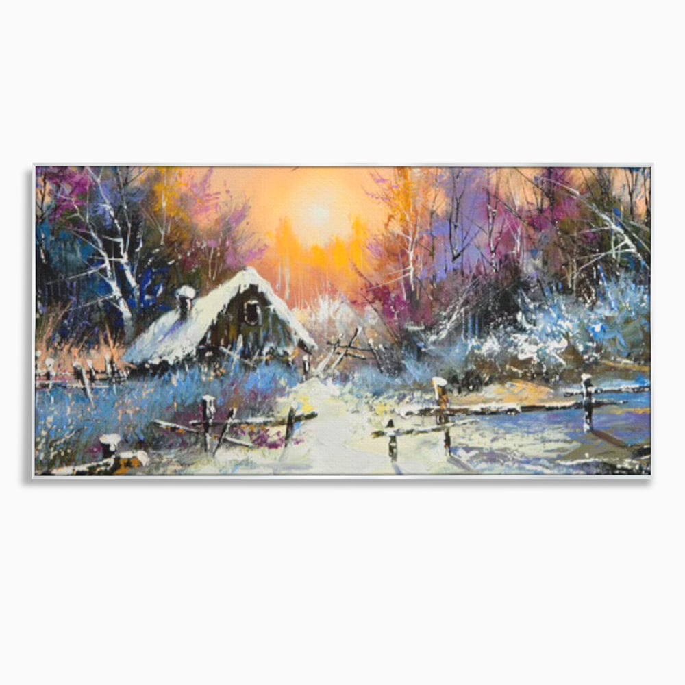 Tablou Canvas Premium LuxCanva® C1010, Peisaj De Iarna ,  Living, Dormitor, Birou, Relaxare, Culori Vibrante