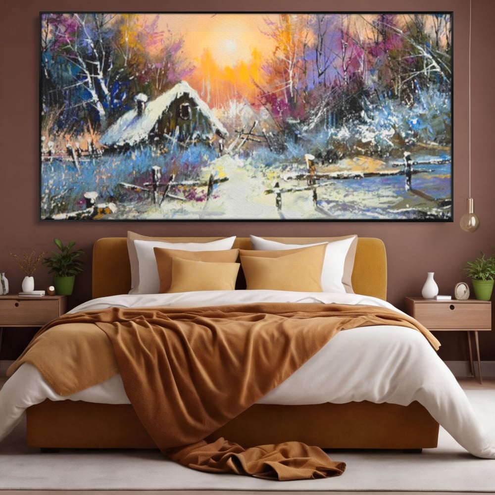Tablou Canvas Premium LuxCanva® C1010, Peisaj De Iarna ,  Living, Dormitor, Birou, Relaxare, Culori Vibrante