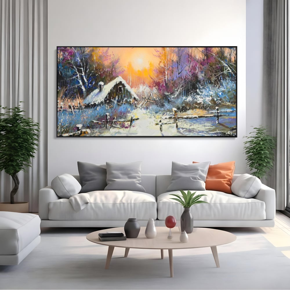 Tablou Canvas Premium LuxCanva® C1010, Peisaj De Iarna ,  Living, Dormitor, Birou, Relaxare, Culori Vibrante