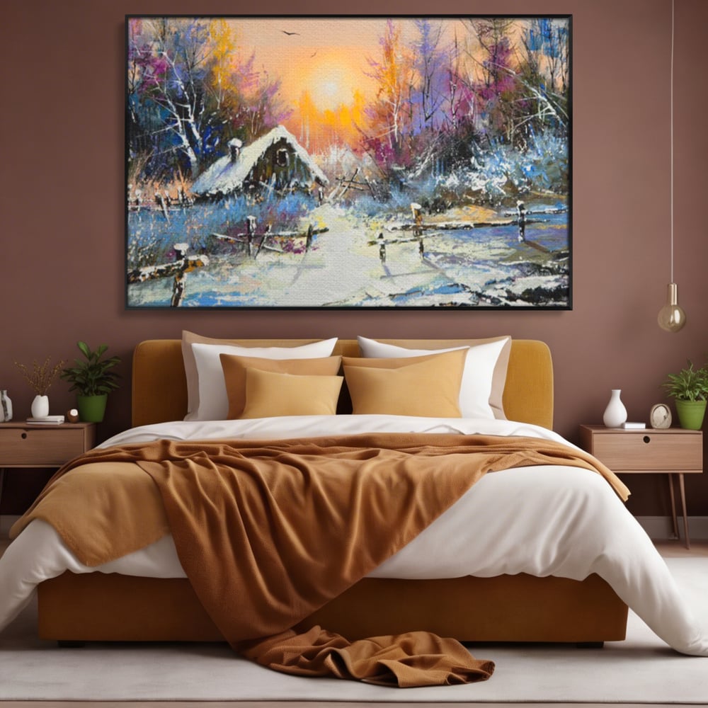 Tablou Canvas Premium LuxCanva® C1010, Peisaj De Iarna ,  Living, Dormitor, Birou, Relaxare, Culori Vibrante