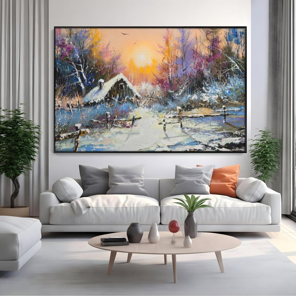 Tablou Canvas Premium LuxCanva® C1010, Peisaj De Iarna ,  Living, Dormitor, Birou, Relaxare, Culori Vibrante