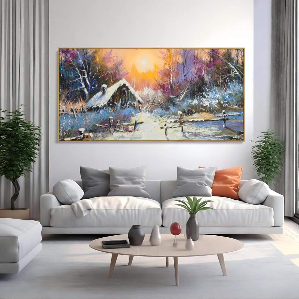 Tablou Canvas Premium LuxCanva® C1010, Peisaj De Iarna ,  Living, Dormitor, Birou, Relaxare, Culori Vibrante