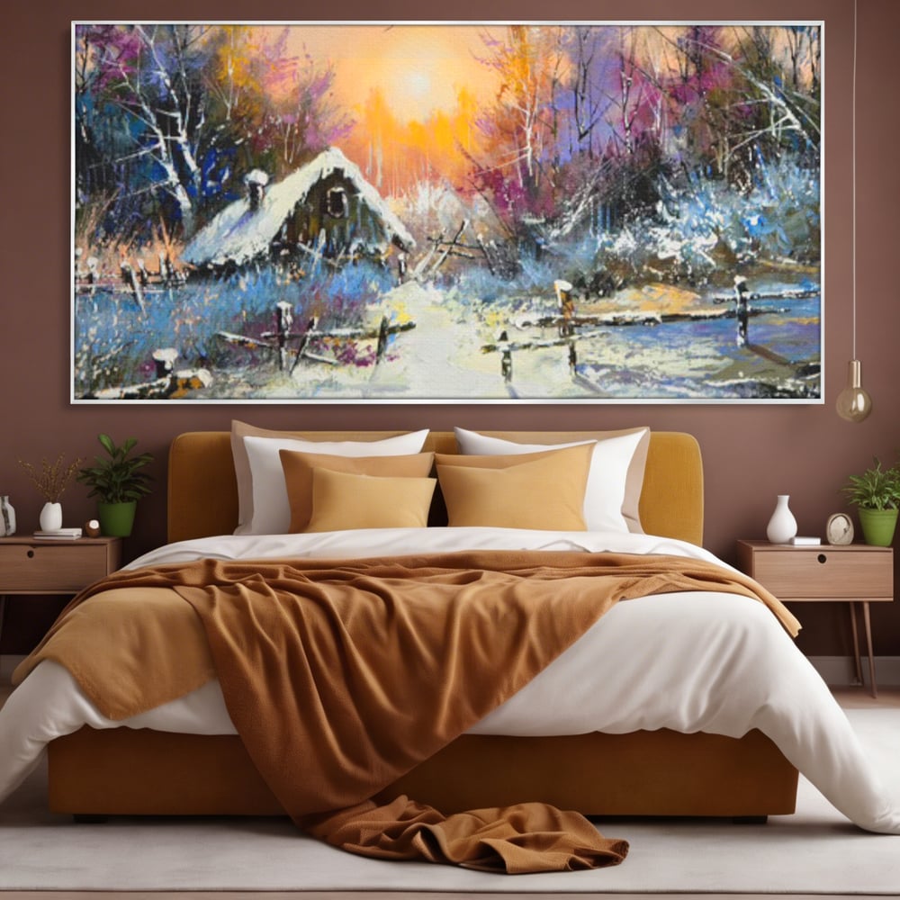 Tablou Canvas Premium LuxCanva® C1010, Peisaj De Iarna ,  Living, Dormitor, Birou, Relaxare, Culori Vibrante