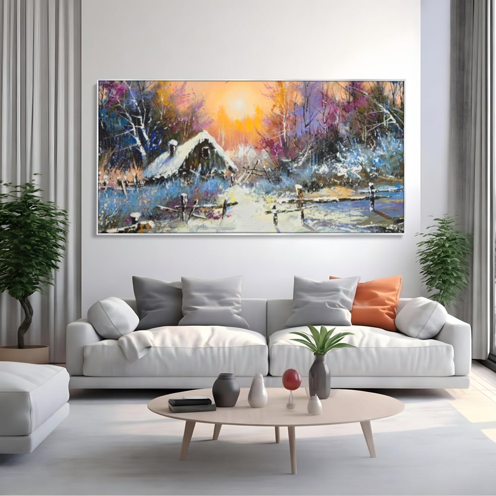 Tablou Canvas Premium LuxCanva® C1010, Peisaj De Iarna ,  Living, Dormitor, Birou, Relaxare, Culori Vibrante