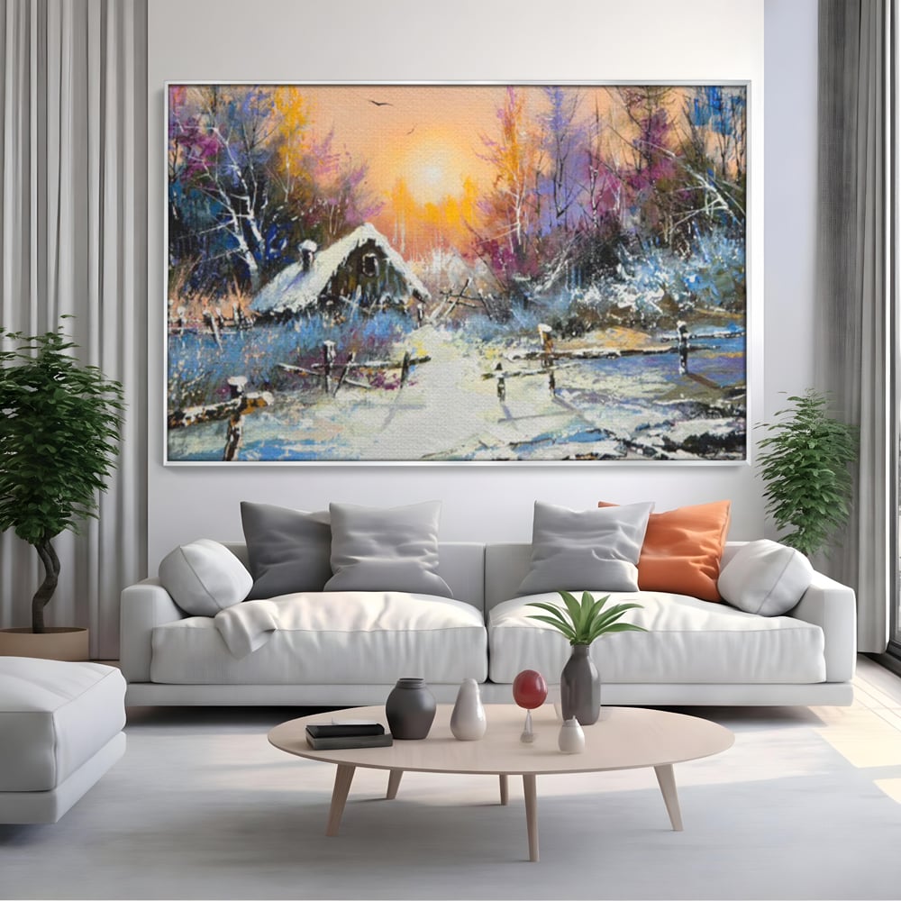 Tablou Canvas Premium LuxCanva® C1010, Peisaj De Iarna ,  Living, Dormitor, Birou, Relaxare, Culori Vibrante