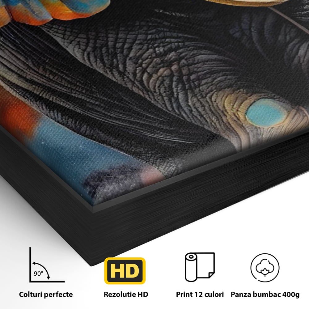 Tablou Canvas Premium LuxCanva® C1012, Elefant Sub Cerul Instelat , Elefant, Safari, Luna, Living, Dormitor, Birou, Relaxare, Culori Vibrante