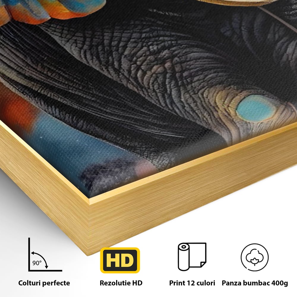 Tablou Canvas Premium LuxCanva® C1012, Elefant Sub Cerul Instelat , Elefant, Safari, Luna, Living, Dormitor, Birou, Relaxare, Culori Vibrante