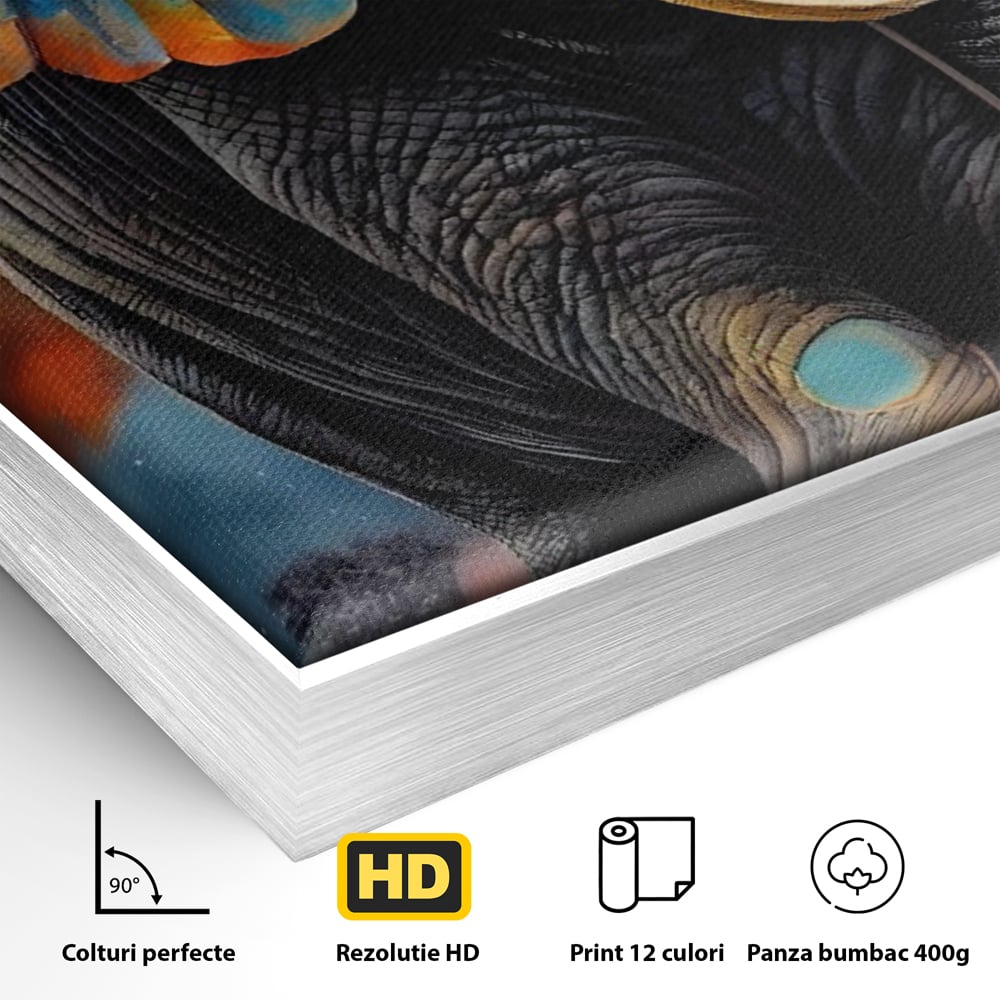 Tablou Canvas Premium LuxCanva® C1012, Elefant Sub Cerul Instelat , Elefant, Safari, Luna, Living, Dormitor, Birou, Relaxare, Culori Vibrante