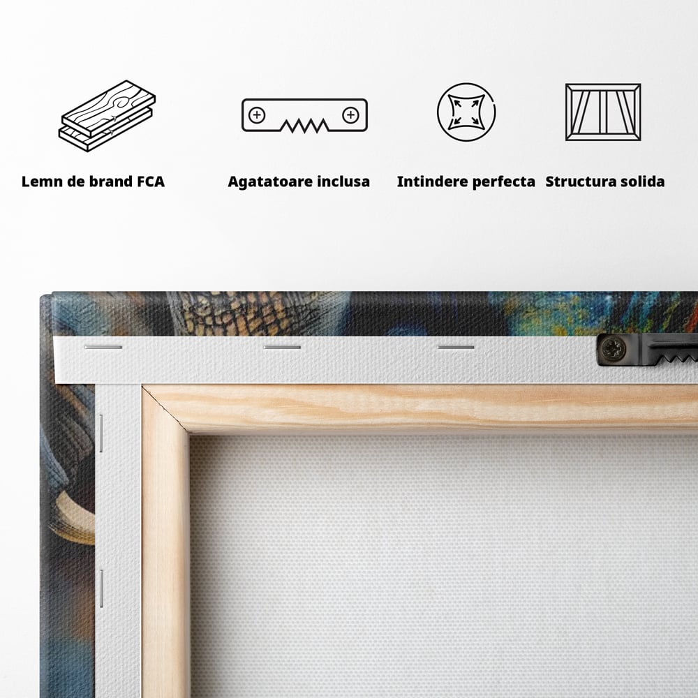 Tablou Canvas Premium LuxCanva® C1012, Elefant Sub Cerul Instelat , Elefant, Safari, Luna, Living, Dormitor, Birou, Relaxare, Culori Vibrante
