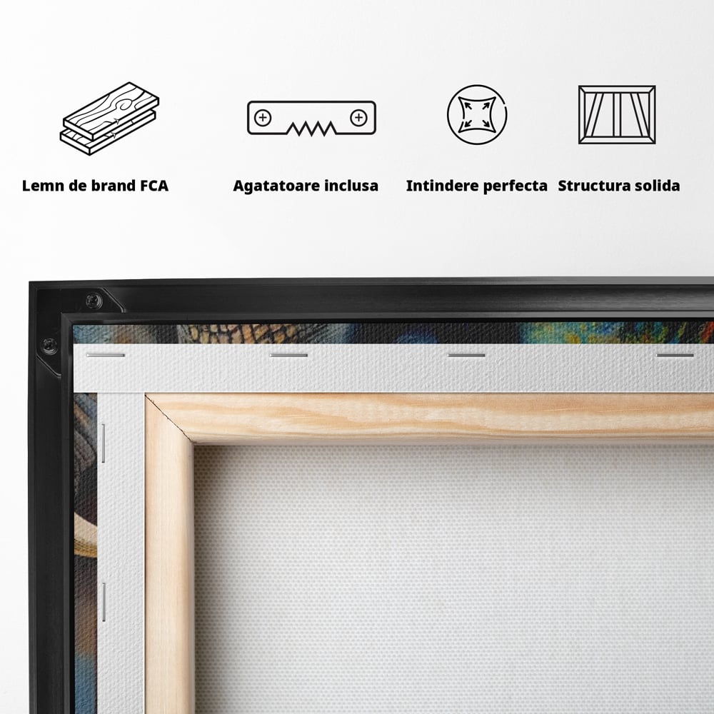 Tablou Canvas Premium LuxCanva® C1012, Elefant Sub Cerul Instelat , Elefant, Safari, Luna, Living, Dormitor, Birou, Relaxare, Culori Vibrante