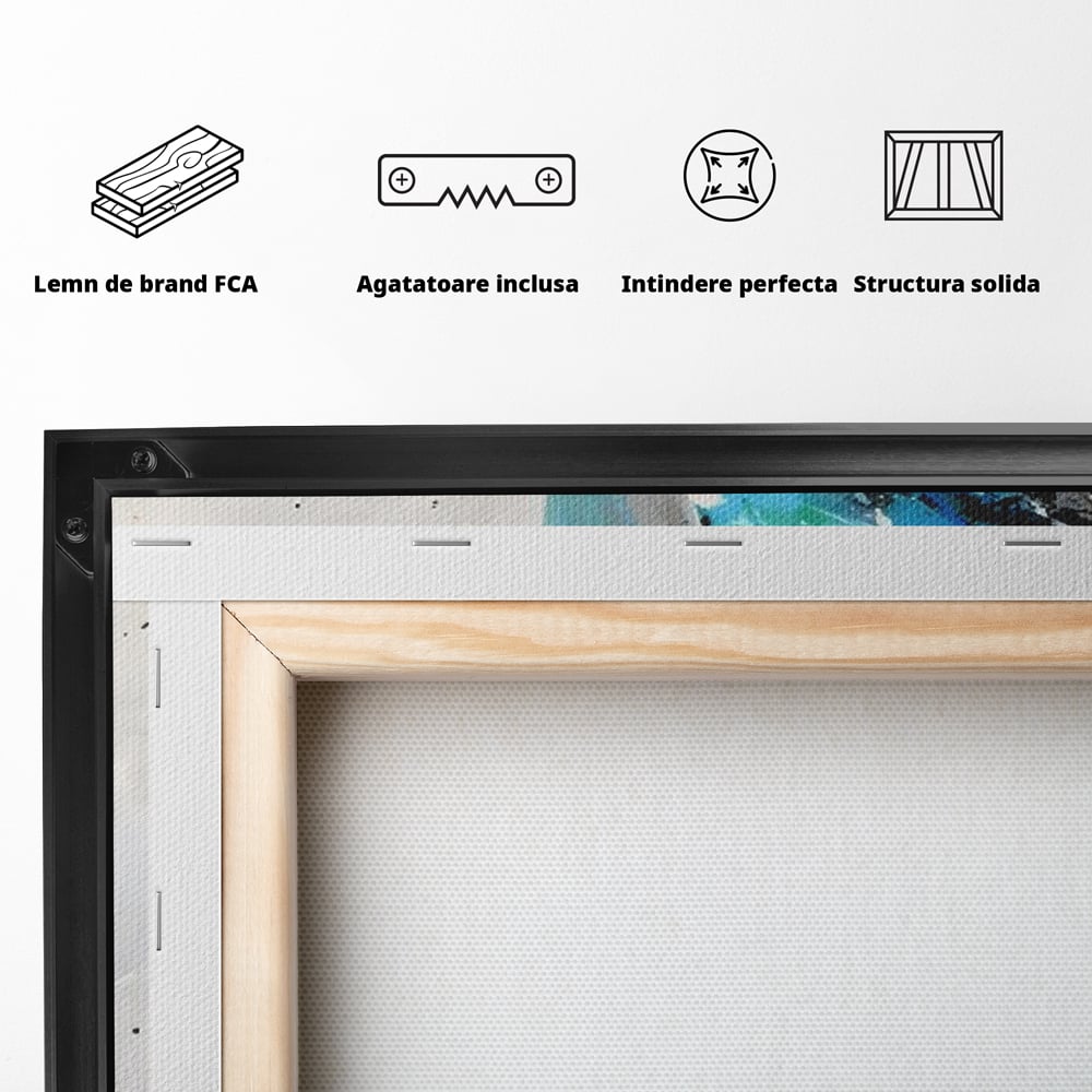 Tablou Canvas Premium LuxCanva® C1016, Papagal Zburand , Penaj Viu Colorat, Culori, Living, Camera Copilului, Birou, Relaxare, Culori Vibrante