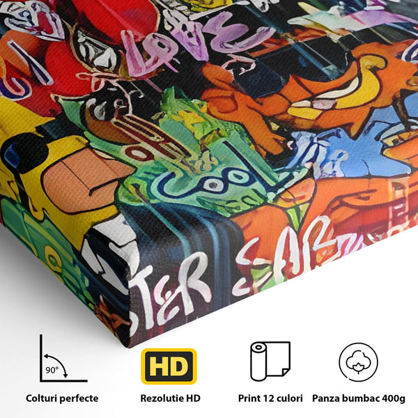 Tablou Canvas Premium LuxCanva® C1018, Cartoons Characters , Culori, Camera Copilului, Camera De Jocuri, Relaxare, Culori Vibrante