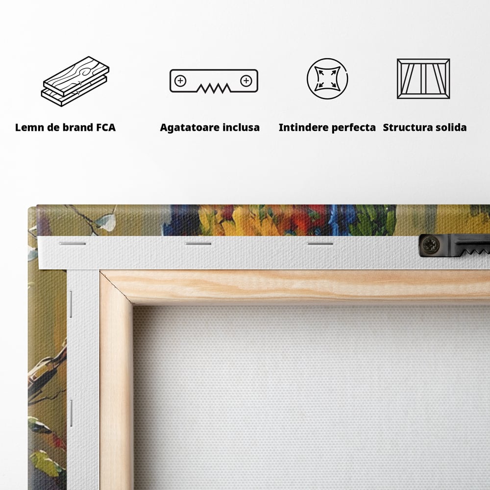 Leinwandbilder Premium LuxCanva® C1019, Papagei auf einem Ast, Farben, Kinderzimmer, Schlafzimmer, Wohnzimmer, entspannend, lebendige Farben