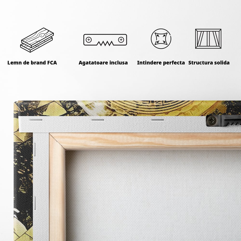 Tablou Canvas Premium LuxCanva® C1023 Golden Bitcoin , Culori, Bitcoin, Moneda Virtulala, Dormitor, Living, Relaxare, Culori Vibrante