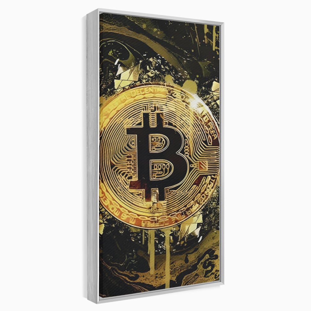 Tablou Canvas Premium LuxCanva® C1023 Golden Bitcoin , Culori, Bitcoin, Moneda Virtulala, Dormitor, Living, Relaxare, Culori Vibrante