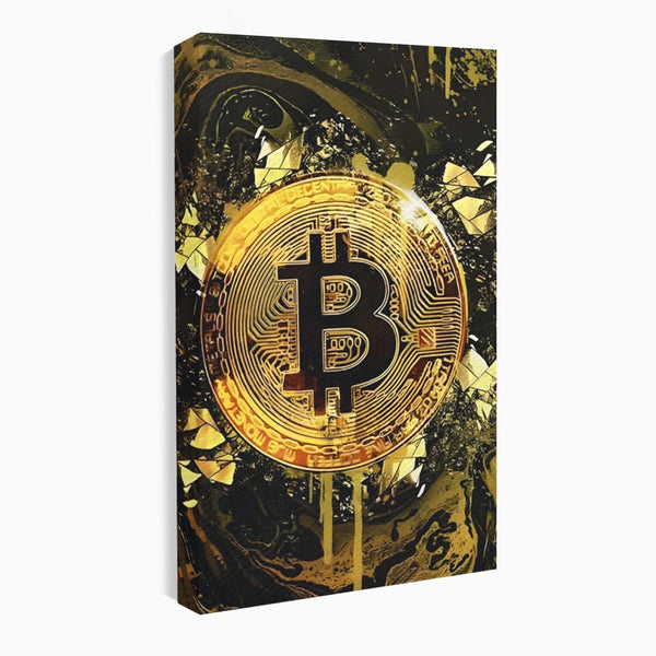 Tablou Canvas Premium LuxCanva® C1023 Golden Bitcoin , Culori, Bitcoin, Moneda Virtulala, Dormitor, Living, Relaxare, Culori Vibrante