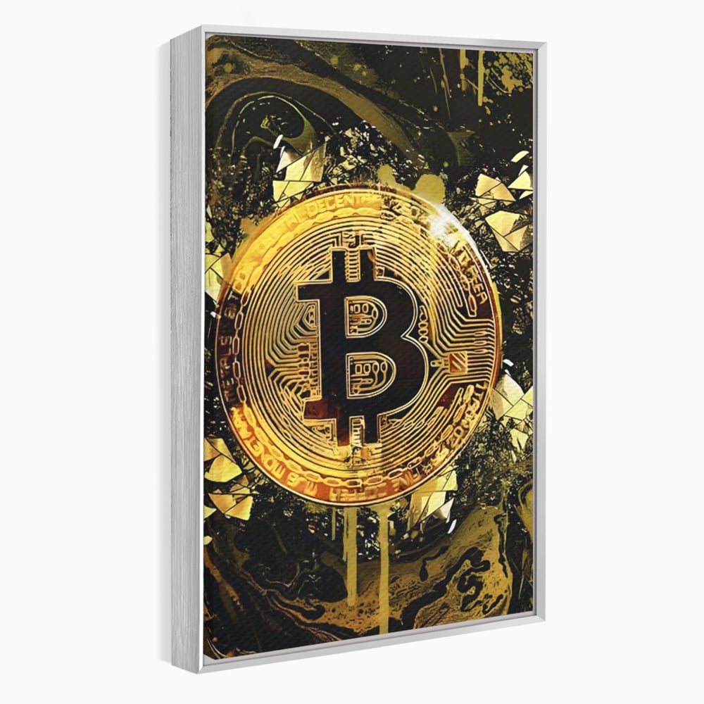 Tablou Canvas Premium LuxCanva® C1023 Golden Bitcoin , Culori, Bitcoin, Moneda Virtulala, Dormitor, Living, Relaxare, Culori Vibrante