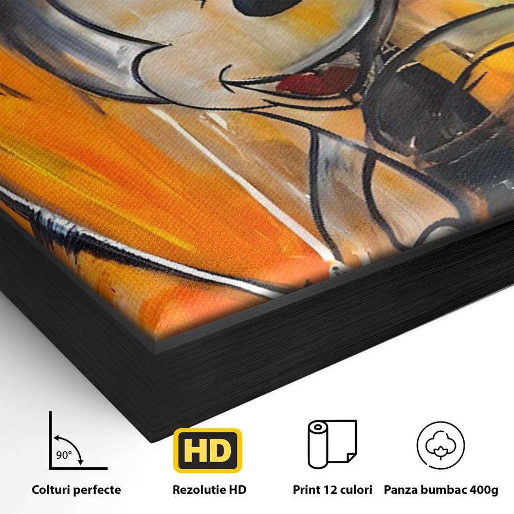 Tablou Canvas Premium, LuxCanva® C1024, Mickey Mouse Fericit, Culori, Mickey Mouse, Personaj Disney, Dormitor, Camera Copilului, Relaxare, Culori Vibrante