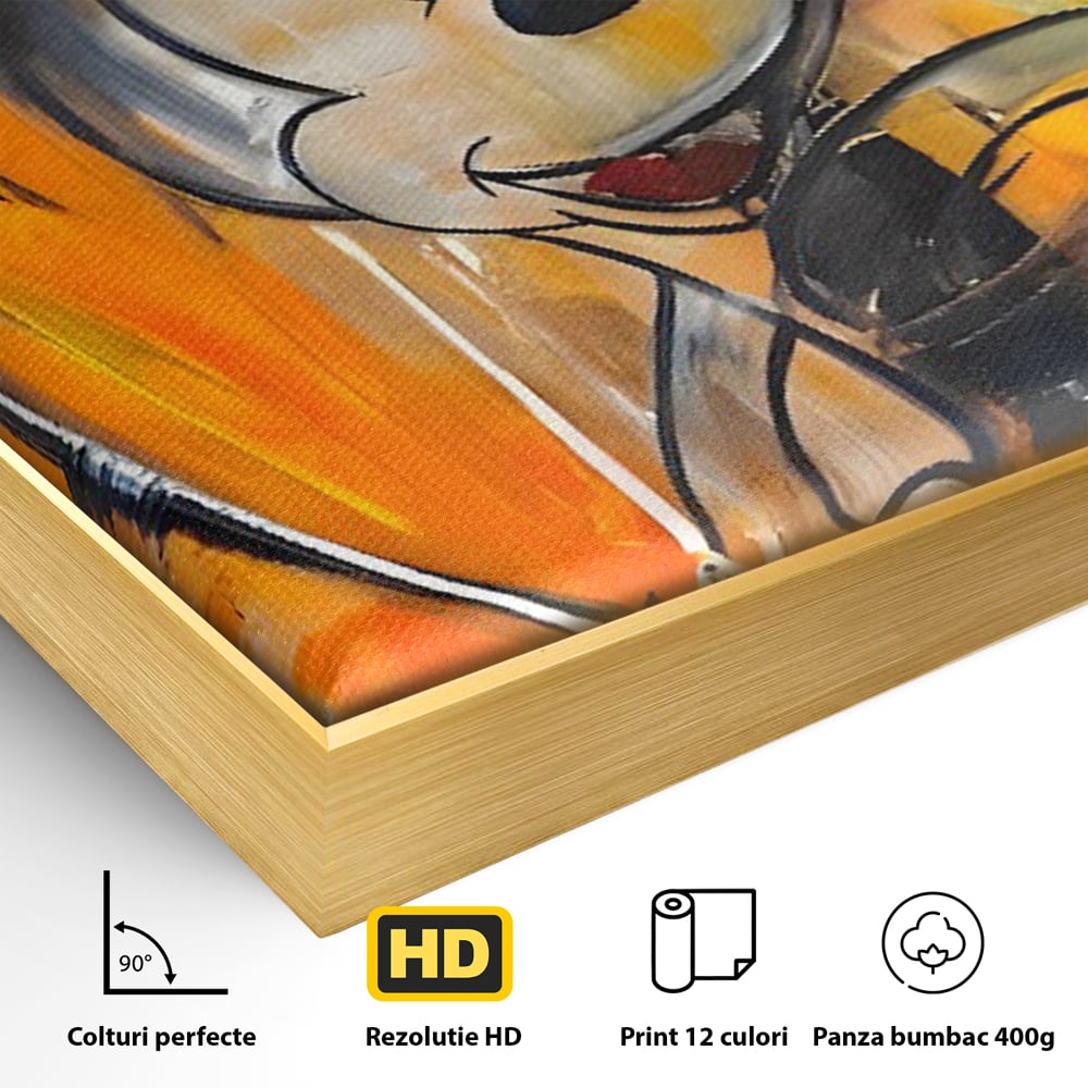 Tablou Canvas Premium, LuxCanva® C1024, Mickey Mouse Fericit, Culori, Mickey Mouse, Personaj Disney, Dormitor, Camera Copilului, Relaxare, Culori Vibrante