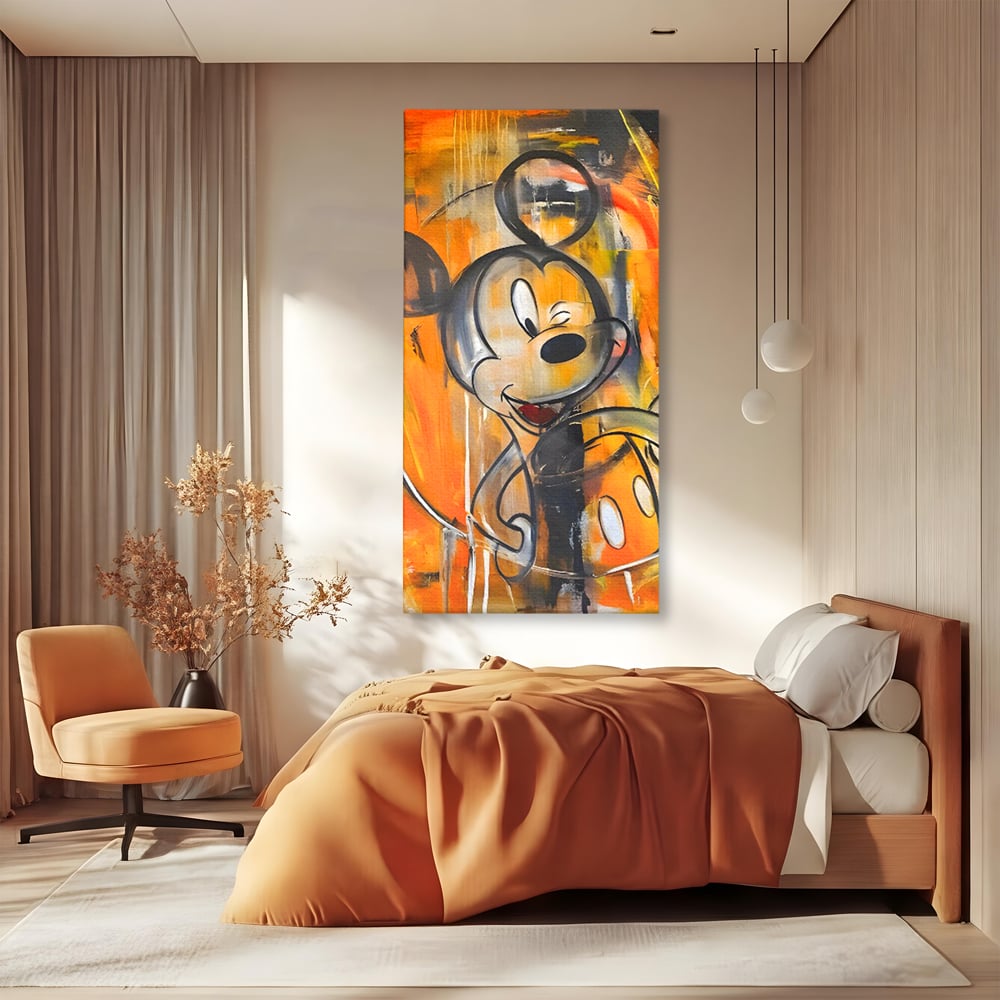 Tablou Canvas Premium, LuxCanva® C1024, Mickey Mouse Fericit, Culori, Mickey Mouse, Personaj Disney, Dormitor, Camera Copilului, Relaxare, Culori Vibrante