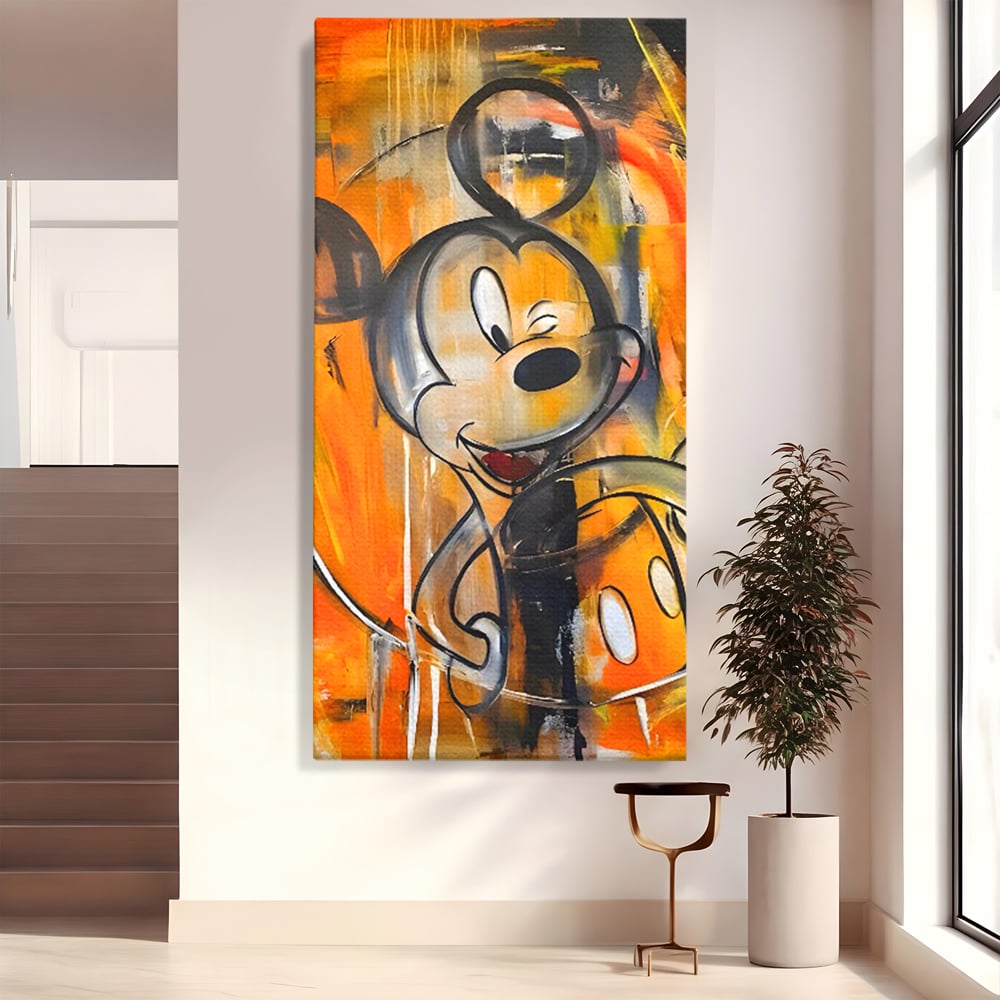 Tablou Canvas Premium, LuxCanva® C1024, Mickey Mouse Fericit, Culori, Mickey Mouse, Personaj Disney, Dormitor, Camera Copilului, Relaxare, Culori Vibrante