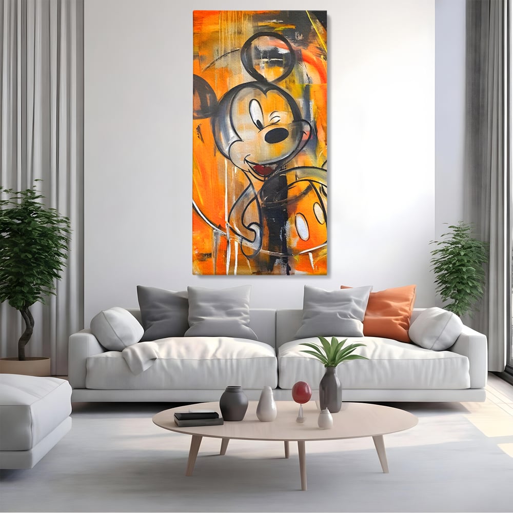 Tablou Canvas Premium, LuxCanva® C1024, Mickey Mouse Fericit, Culori, Mickey Mouse, Personaj Disney, Dormitor, Camera Copilului, Relaxare, Culori Vibrante