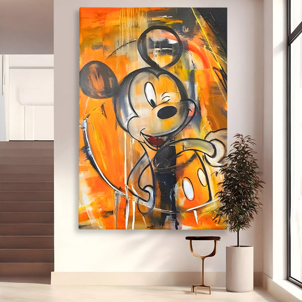 Tablou Canvas Premium, LuxCanva® C1024, Mickey Mouse Fericit, Culori, Mickey Mouse, Personaj Disney, Dormitor, Camera Copilului, Relaxare, Culori Vibrante