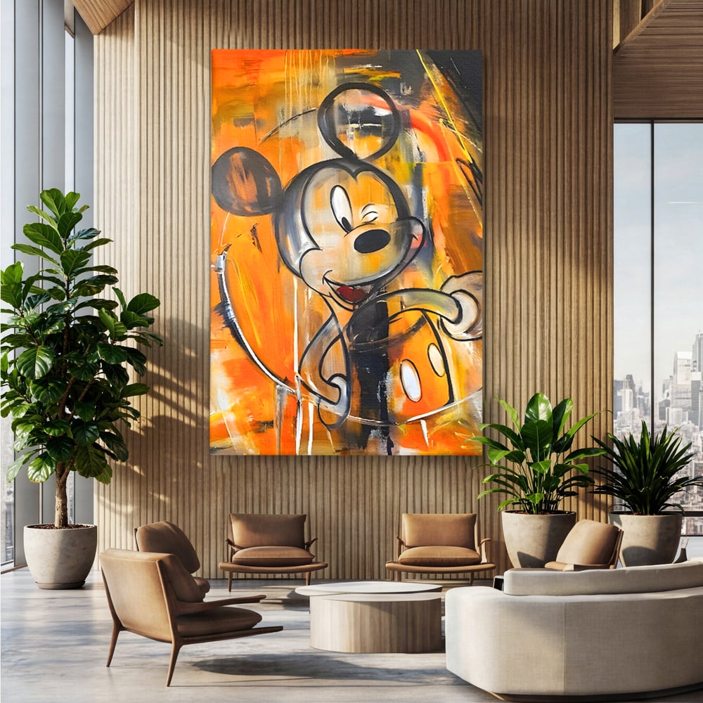 Tablou Canvas Premium, LuxCanva® C1024, Mickey Mouse Fericit, Culori, Mickey Mouse, Personaj Disney, Dormitor, Camera Copilului, Relaxare, Culori Vibrante