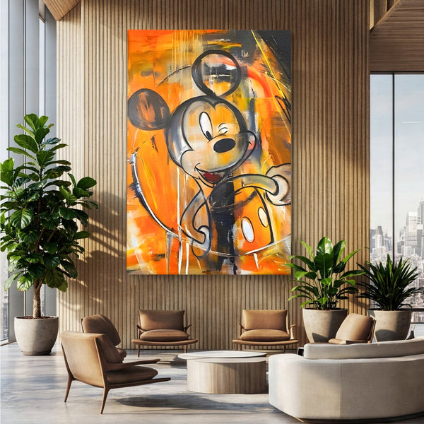 Tablou Canvas Premium, LuxCanva® C1024, Mickey Mouse Fericit, Culori, Mickey Mouse, Personaj Disney, Dormitor, Camera Copilului, Relaxare, Culori Vibrante