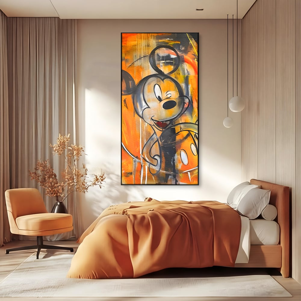 Tablou Canvas Premium, LuxCanva® C1024, Mickey Mouse Fericit, Culori, Mickey Mouse, Personaj Disney, Dormitor, Camera Copilului, Relaxare, Culori Vibrante