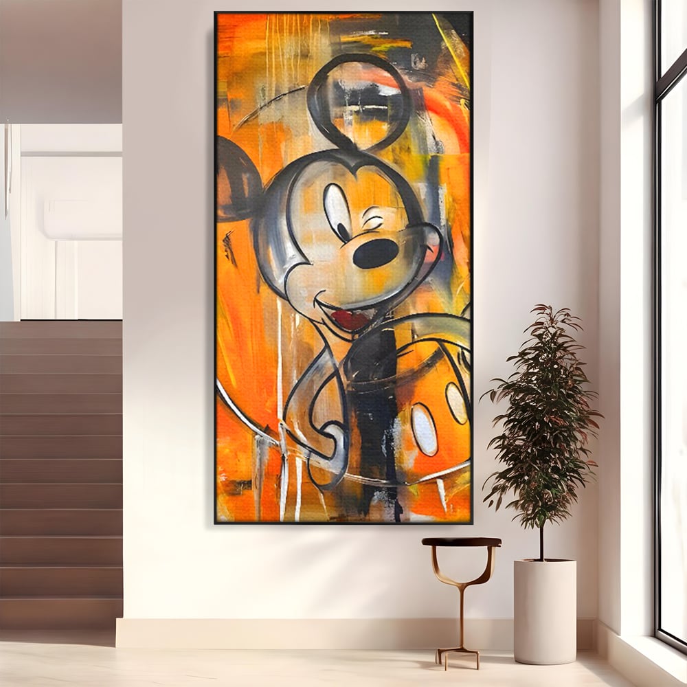 Tablou Canvas Premium, LuxCanva® C1024, Mickey Mouse Fericit, Culori, Mickey Mouse, Personaj Disney, Dormitor, Camera Copilului, Relaxare, Culori Vibrante