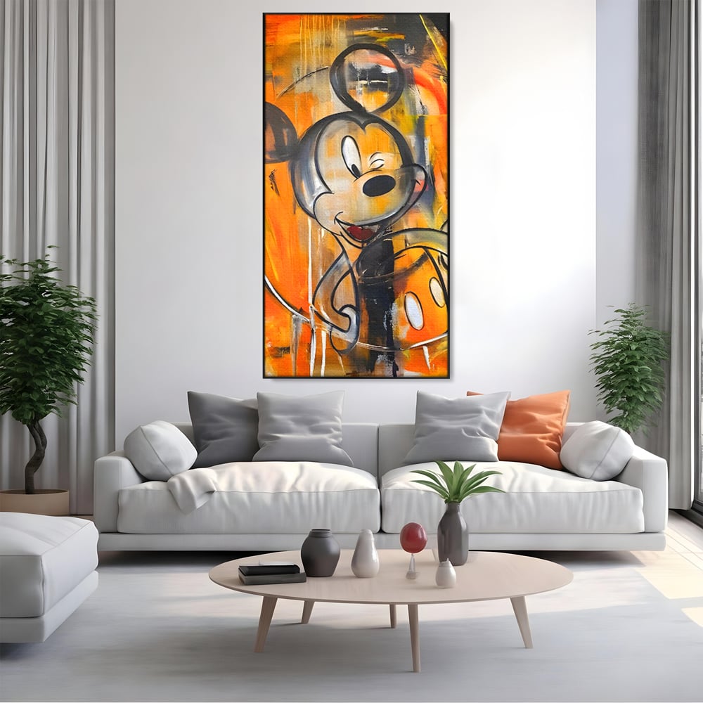 Tablou Canvas Premium, LuxCanva® C1024, Mickey Mouse Fericit, Culori, Mickey Mouse, Personaj Disney, Dormitor, Camera Copilului, Relaxare, Culori Vibrante